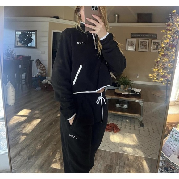 LSKD Fleece‎ Set Cropped Pullover Joggers XS bottoms - Medium top - Athleisure - Picture 1 of 6